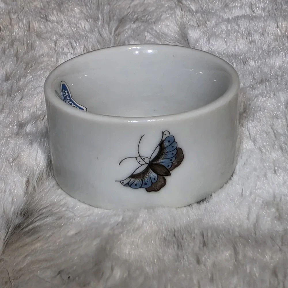 6 Vintage Shafford Chinese Garden Porcelain Napkin Rings Japan Hand-Painted Bird